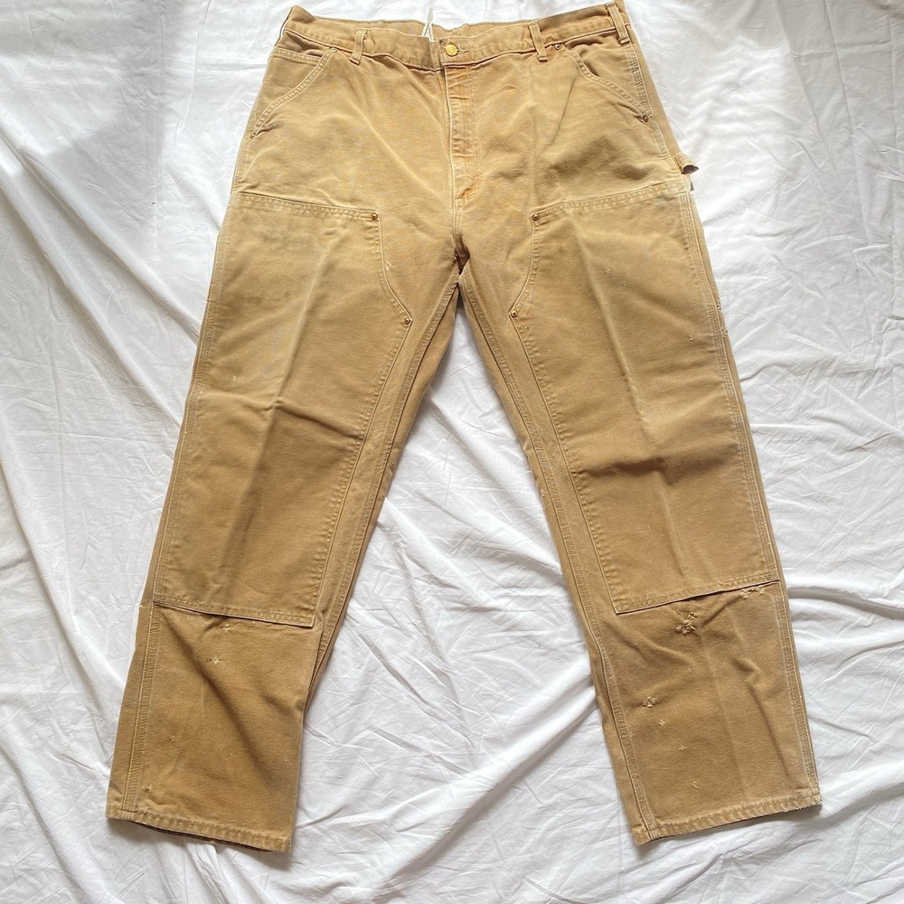 Carhartt B01 BRN Double Knee Pants Mens 46x32 (40x32) Brown Canvas Made In USA